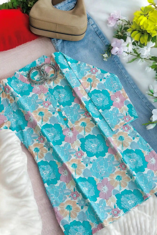 Classic Mul Floral Short Kurta