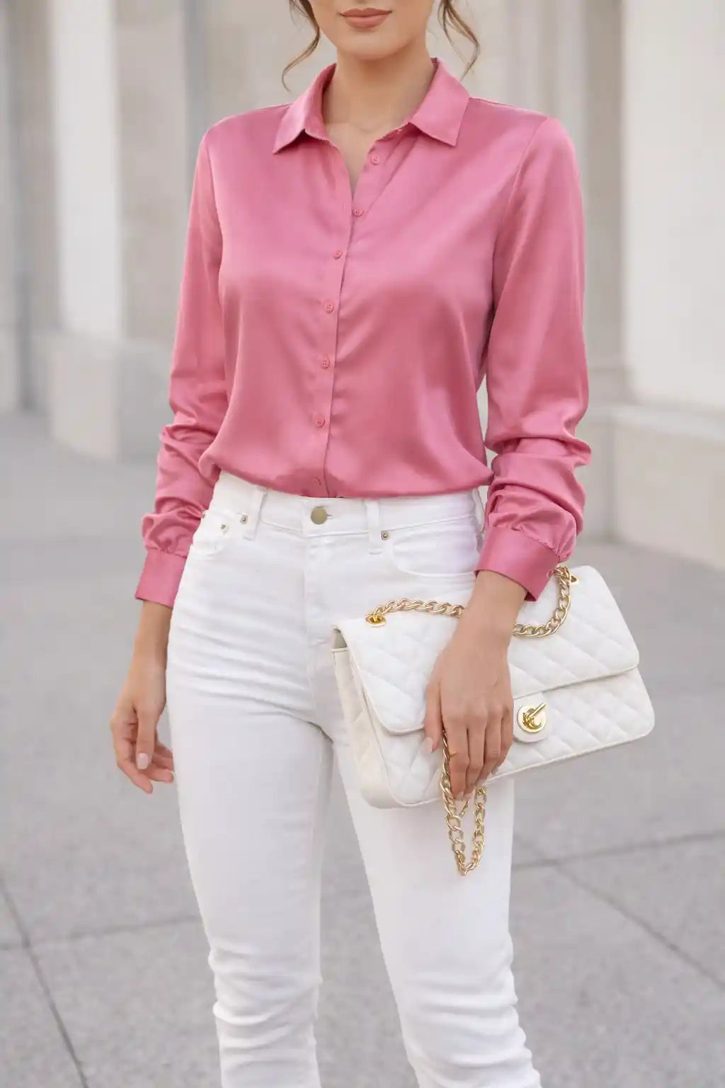 Blush Pink Satin Shirt