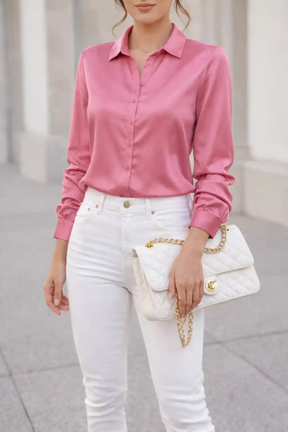 Blush Pink Satin Shirt
