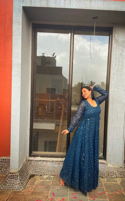 Jinal's Gulnaz Embroidered Twirl Anarkali