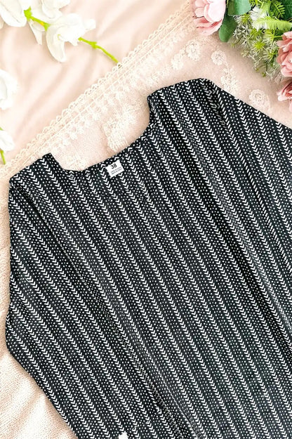 Classic Black Stripe Short Kurta