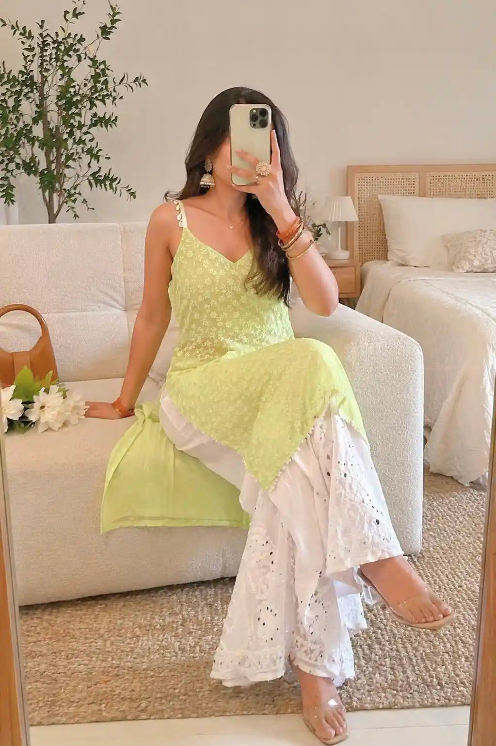 Blush Green Embroidered Gulnaz Kurta