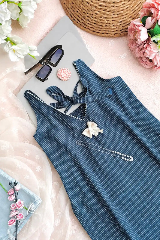 Midnight Stripes Short Kurta