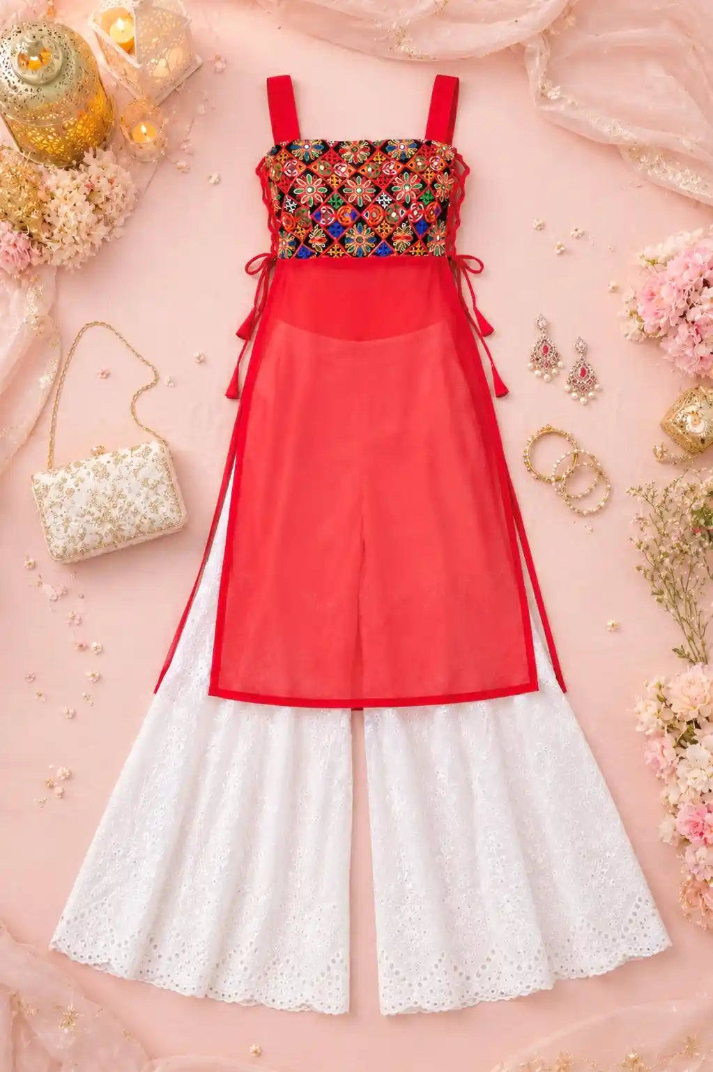 Hot Red Dori Gamti Gulnaz Kurta