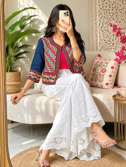 Rich Blue Embroidered Jacket