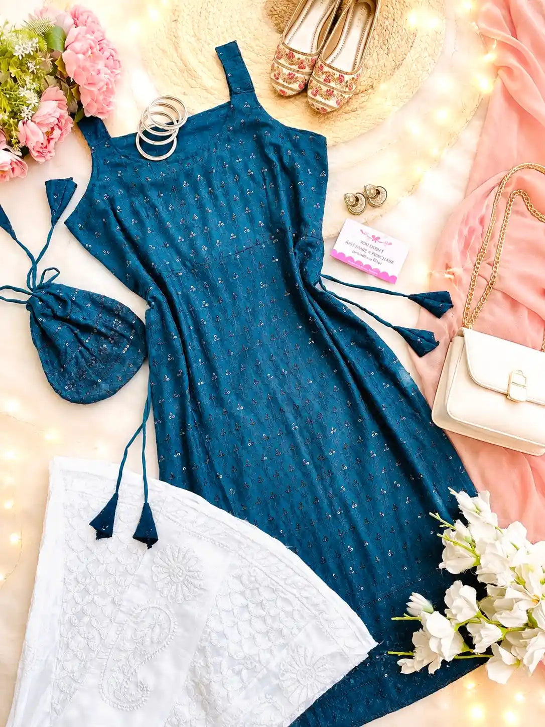 Asure Blue Sequence Gulnaz Kurta