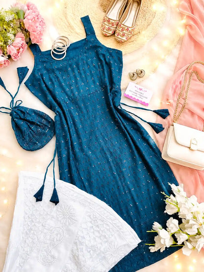 Asure Blue Sequence Gulnaz Kurta