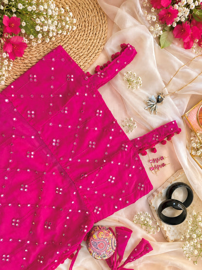 Shimmer Pink Embroidered Gulnaz Kurta