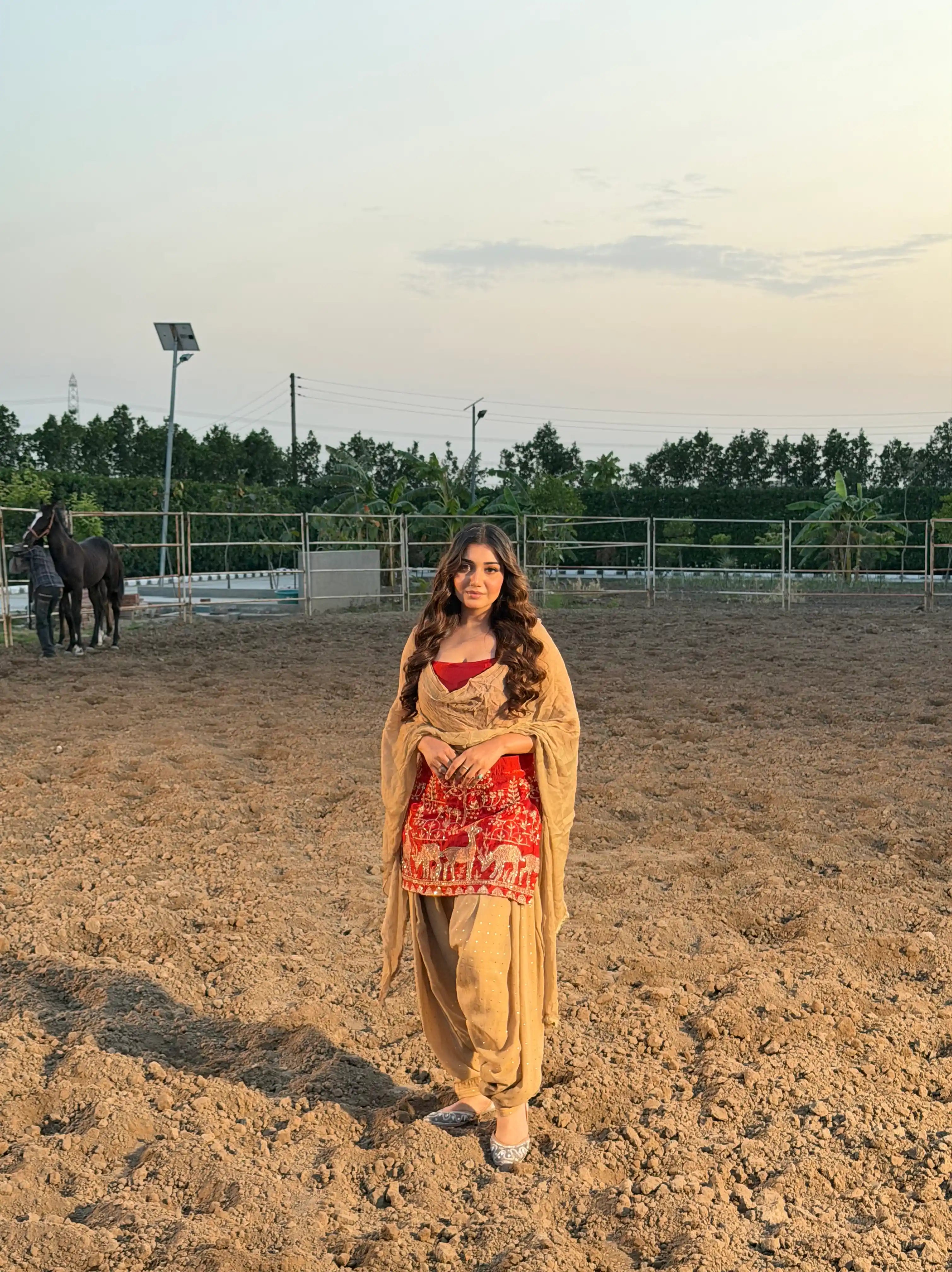 Scarlet Embroidered Motif Patiala Set