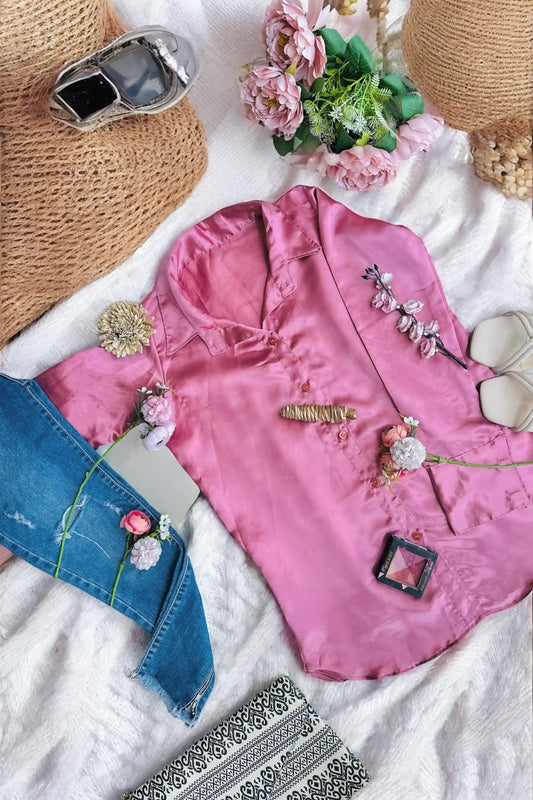 Blush Pink Satin Shirt