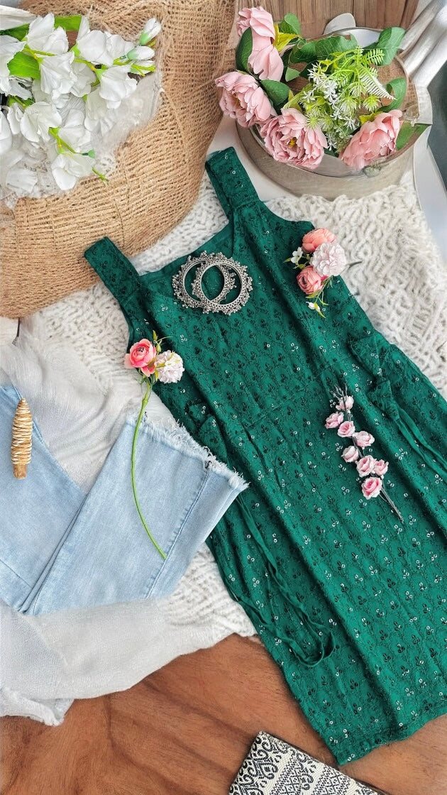 Zelen Green Sequence Gulnaz Kurta