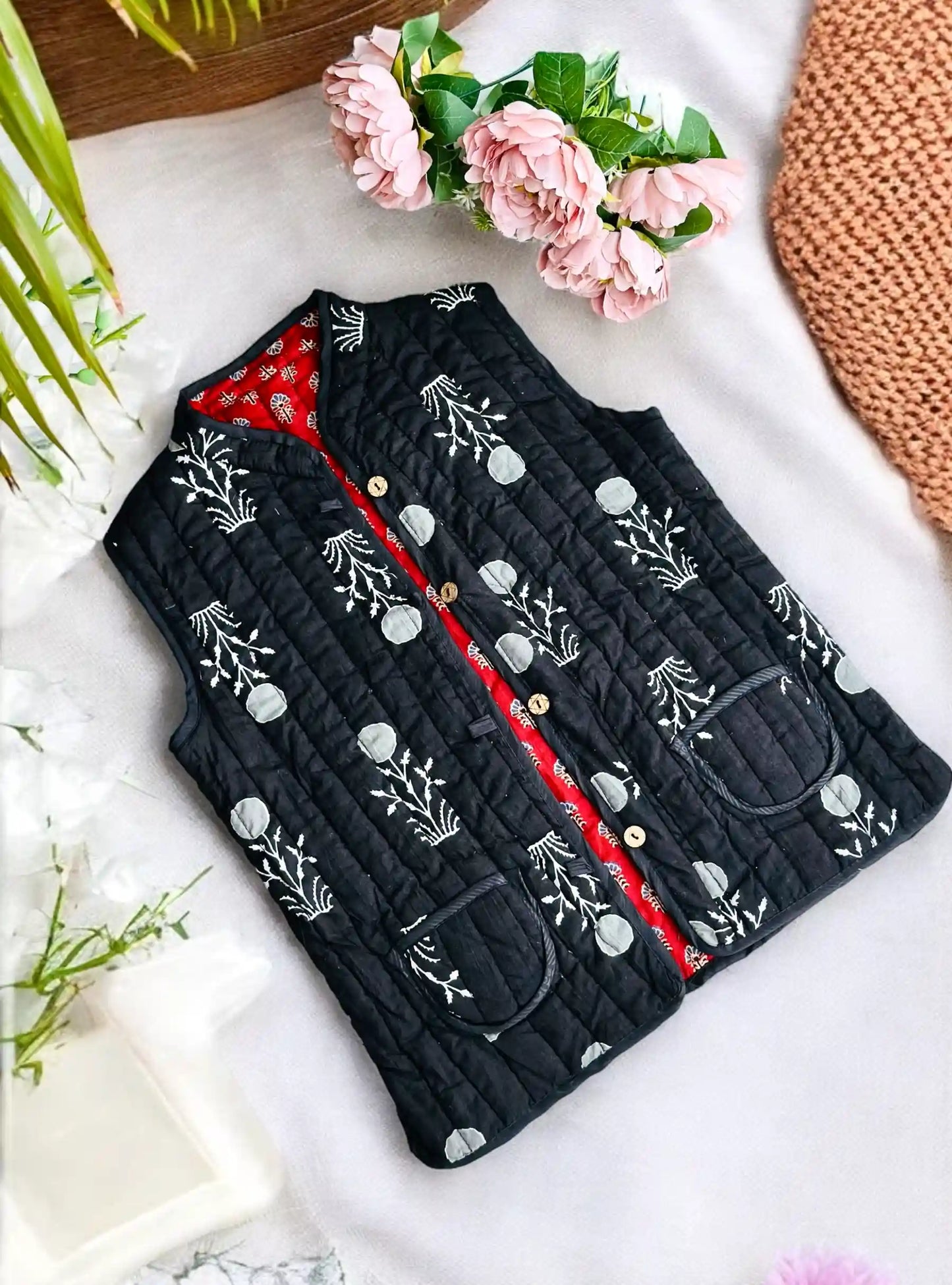 Kids Reversibe Black Jaipuri Jacket