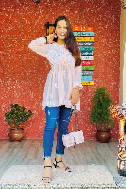 Dreamy Peach Short Chikan Top