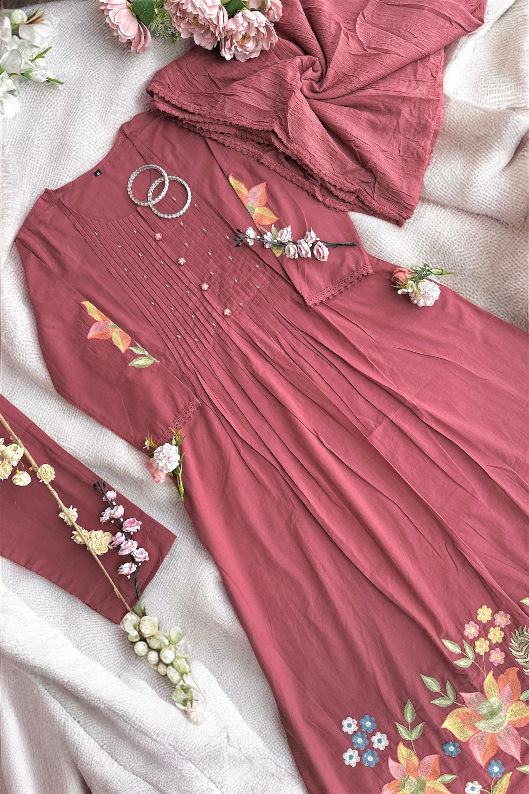 Rose Embroidered Meher Suit Set