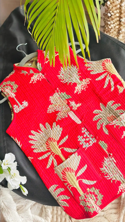 Red Quilted Jaipuri Jacket