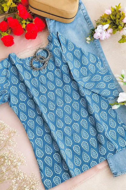 Classic Grey Block Short Kurta