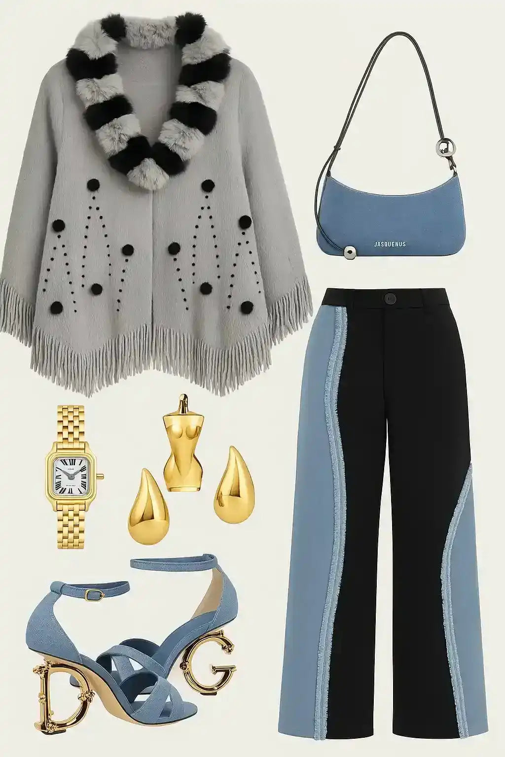 Soft Grey Fur Winter Cape