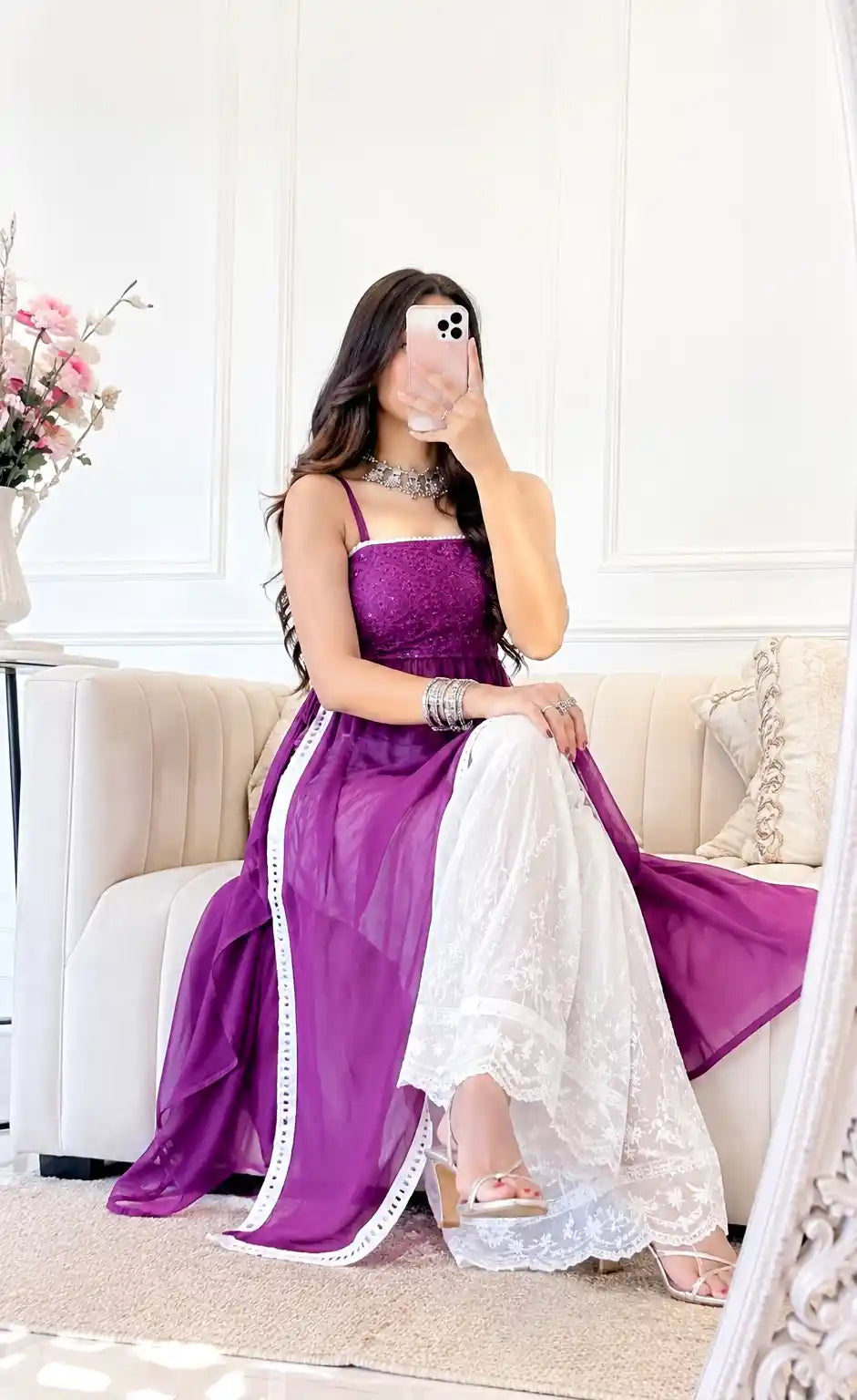 Rosy Wine Gulnaz Embroidered Kurta