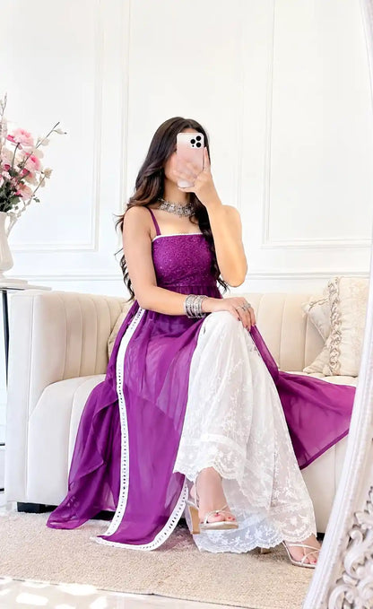 Rosy Wine Gulnaz Embroidered Kurta