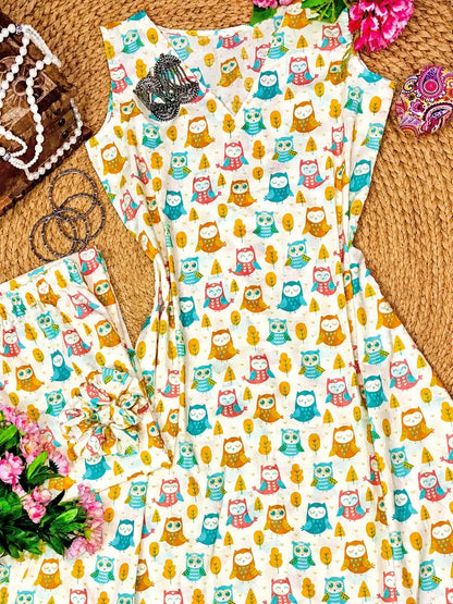 Meher Owly Print Ethnic Set