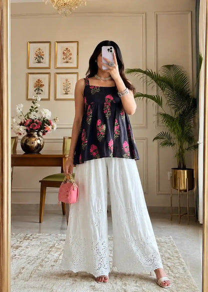 Pitch Block Floral Gulnaz Short Kurta