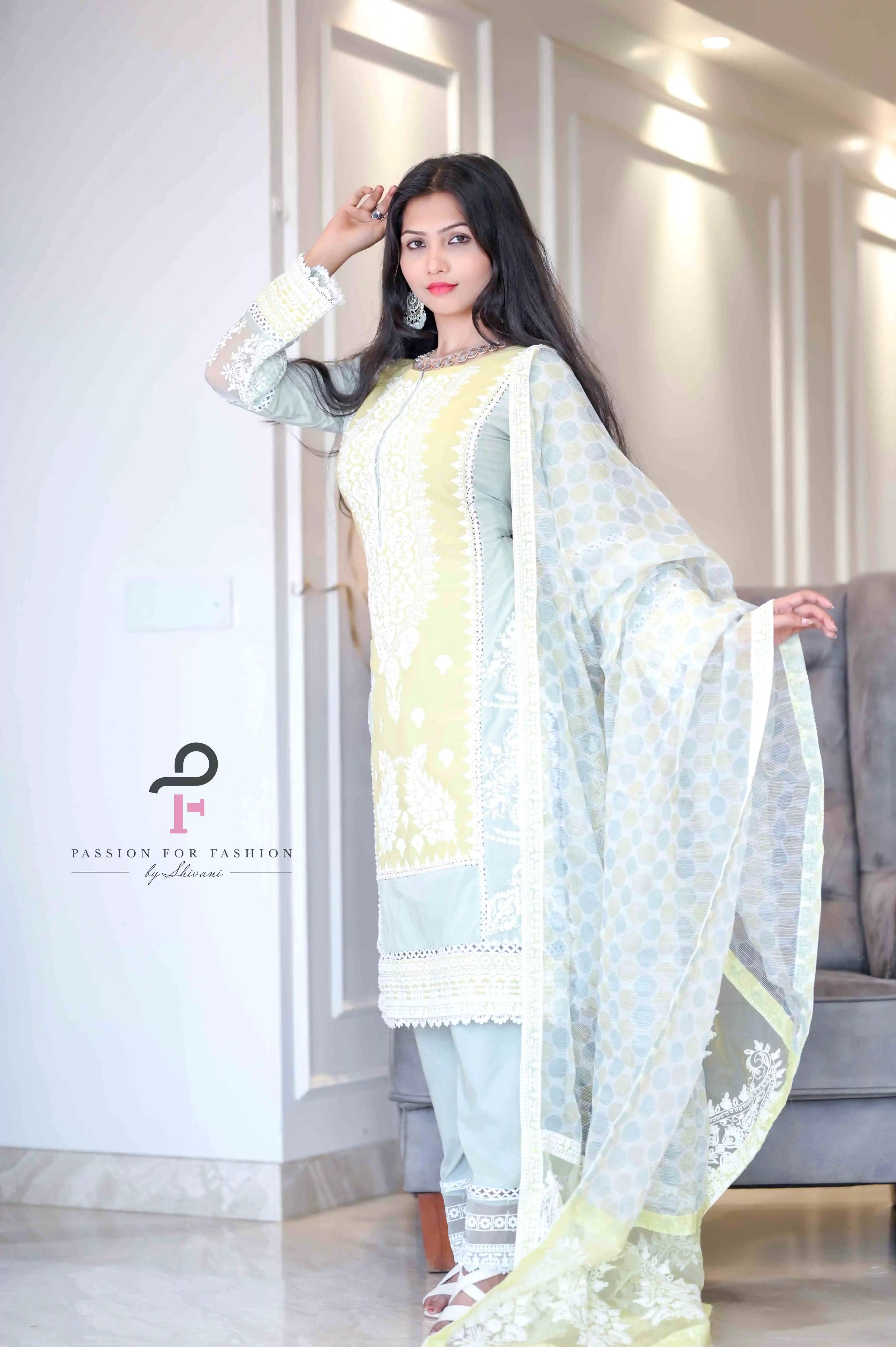 Pastoral Green Meher Embroidered Suit Set