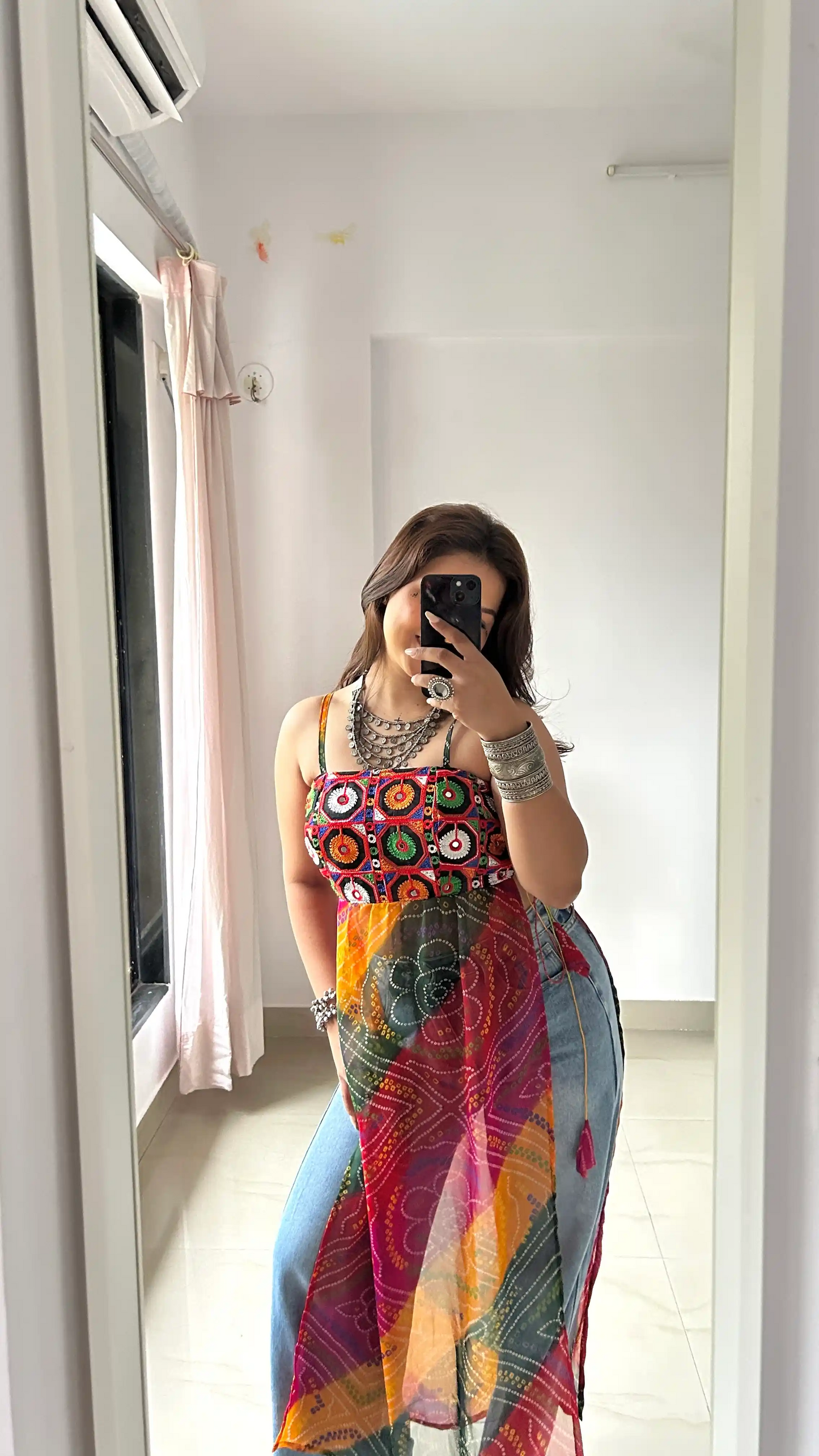 Ayesha’s Boho Bloom Bandhej Tie Kurti