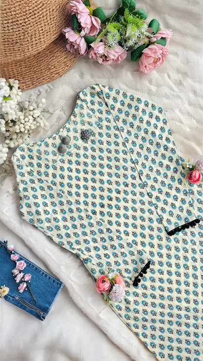 Blue Block Hand Printed Kurta