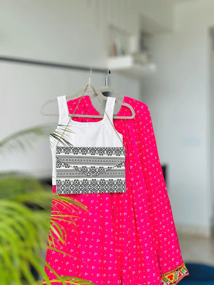 Bandhni Pink Jaipuri Twirl Skirt