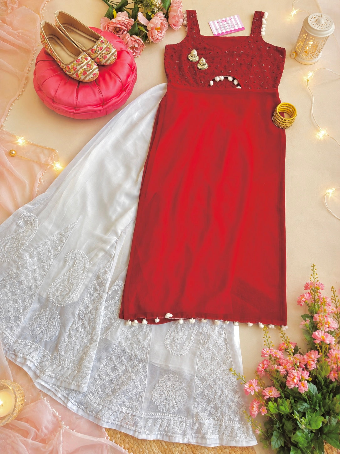Rosey Maroon Embroidered Gulnaz Kurta