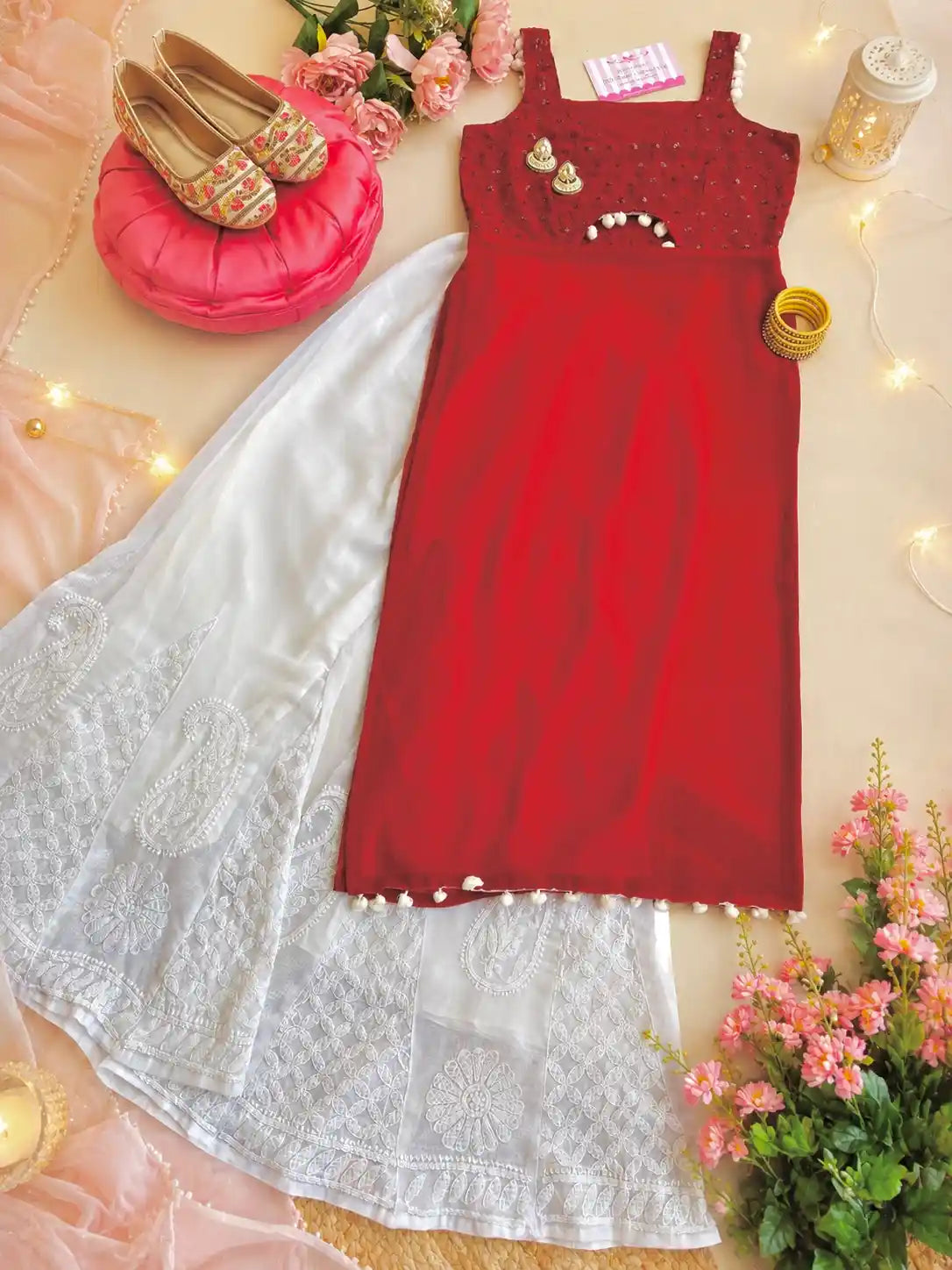 Rosey Maroon Embroidered Gulnaz Kurta
