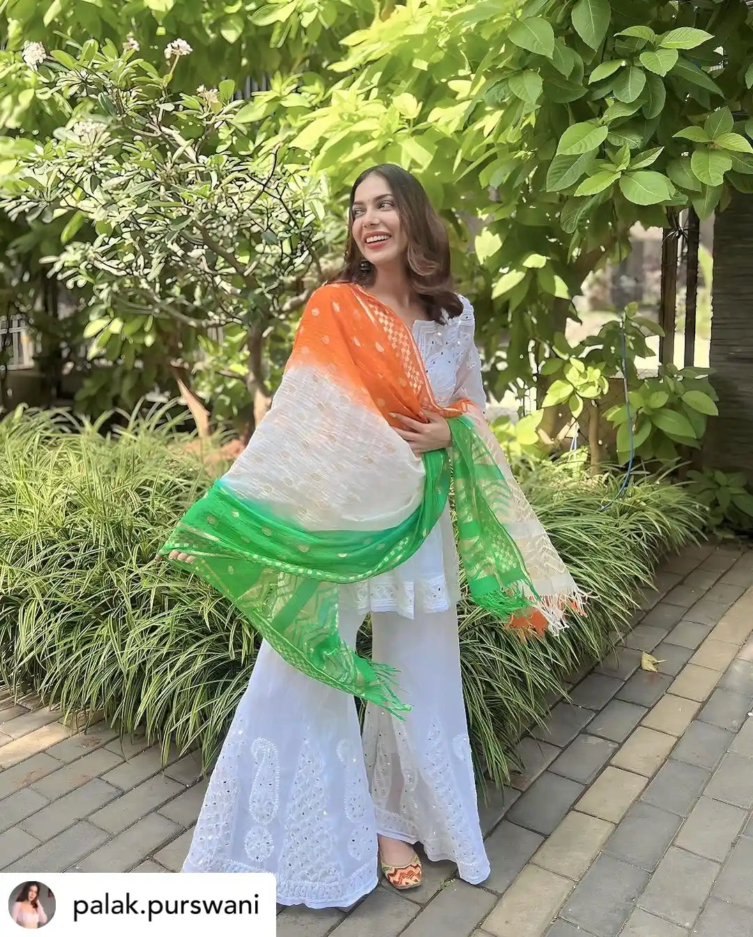 Palak White Noor Mirror Chikankari