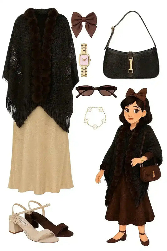 Soft Black Fur Winter Cape