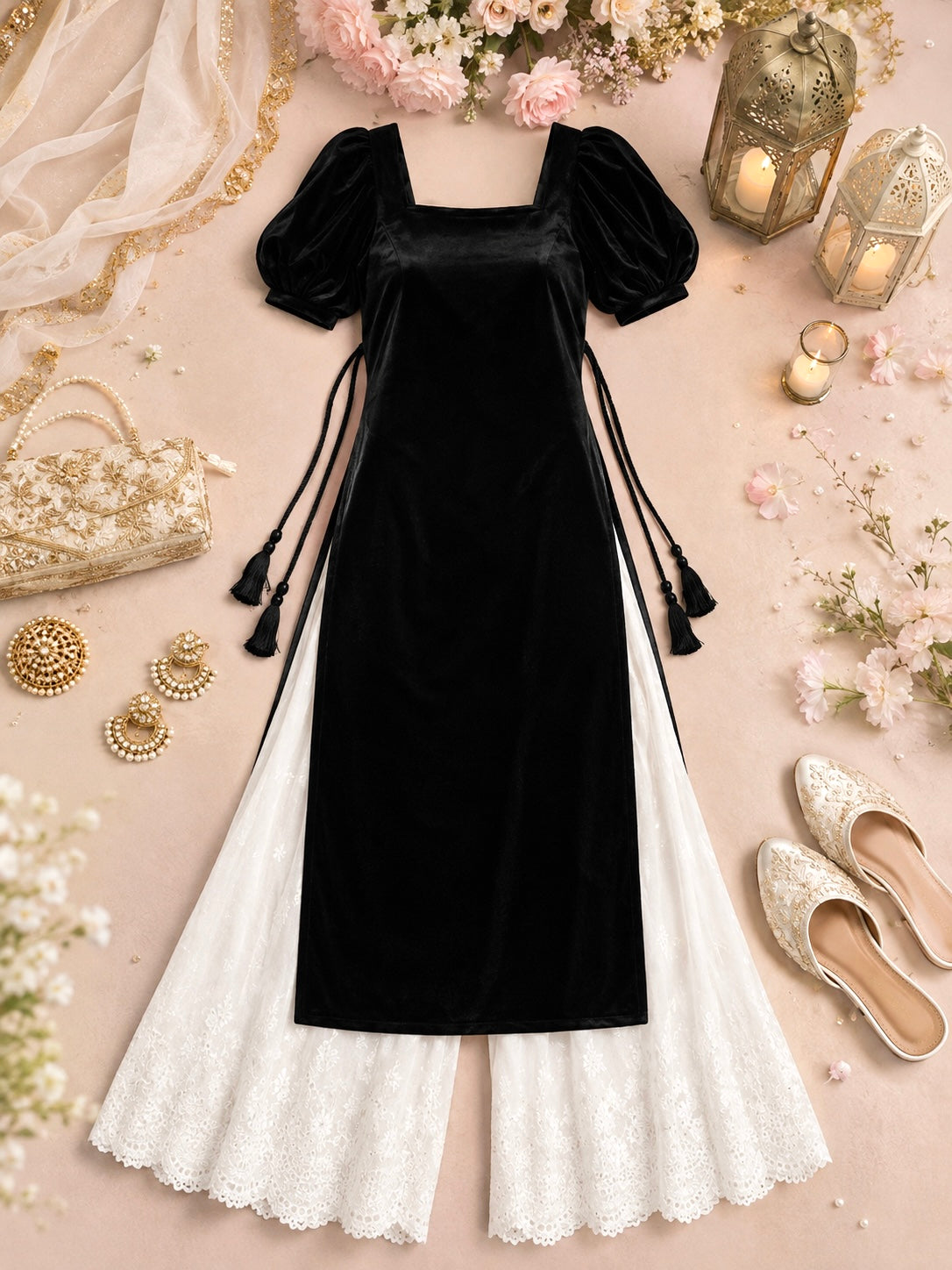 Classy Black Velvet Gulnaz Kurta