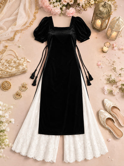 Classy Black Velvet Gulnaz Kurta