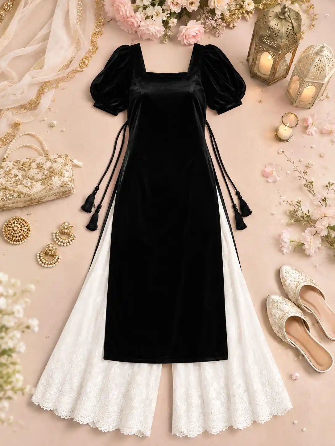 Classy Black Velvet Gulnaz Kurta