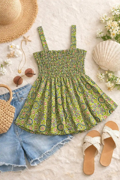 Green Kalamkari Cute Jaipuri Peplum