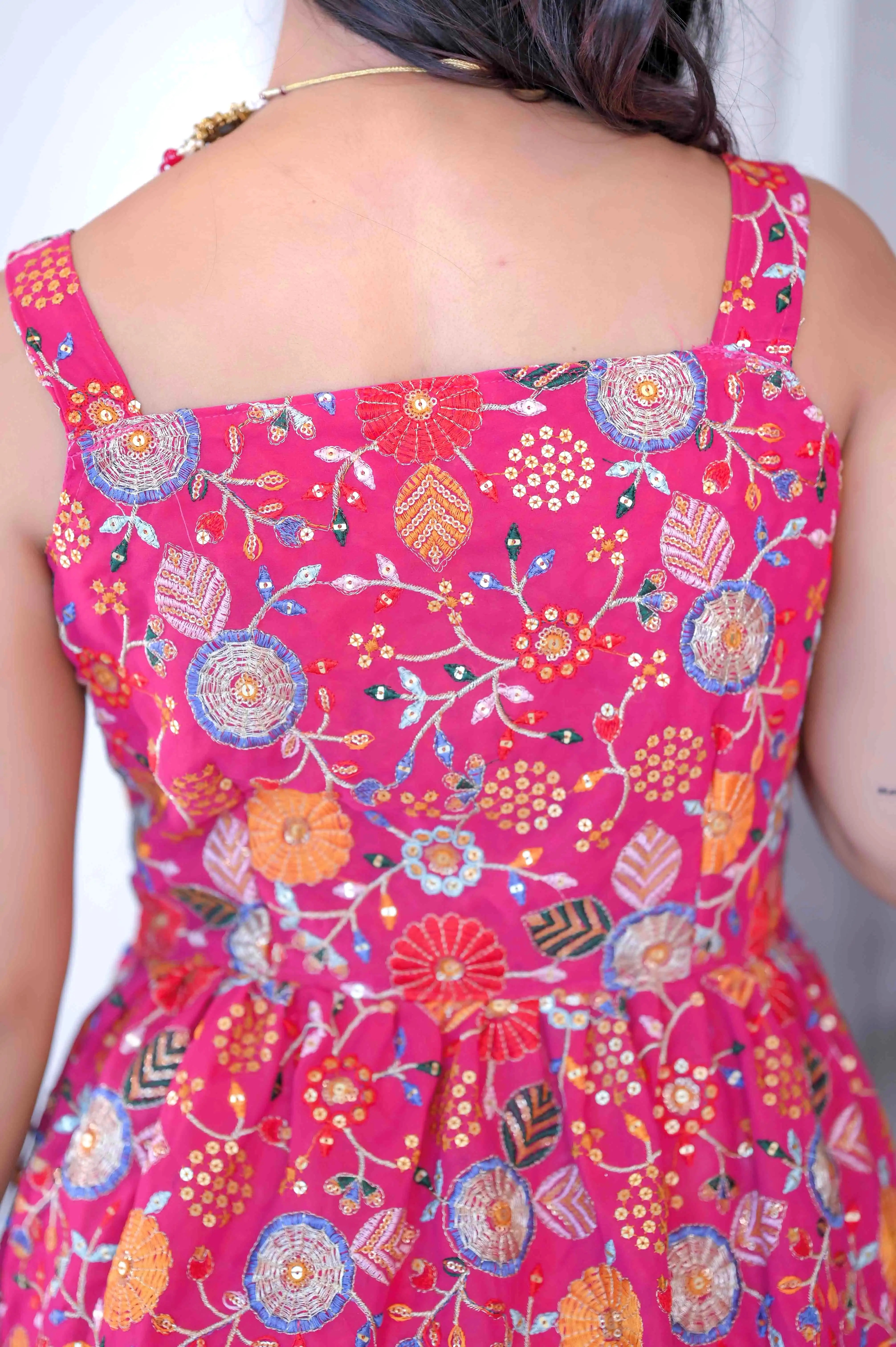 Rosy Pink Gulnaz Embroidered Peplum
