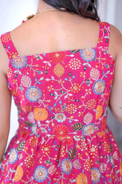Rosy Pink Gulnaz Embroidered Peplum