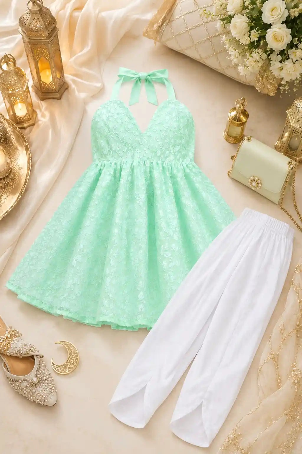 Blush Green Gulnaz Peplum Top