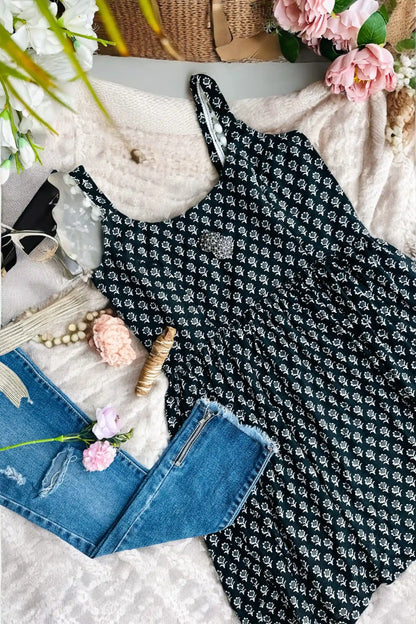 Block Black Hand Printed Peplum