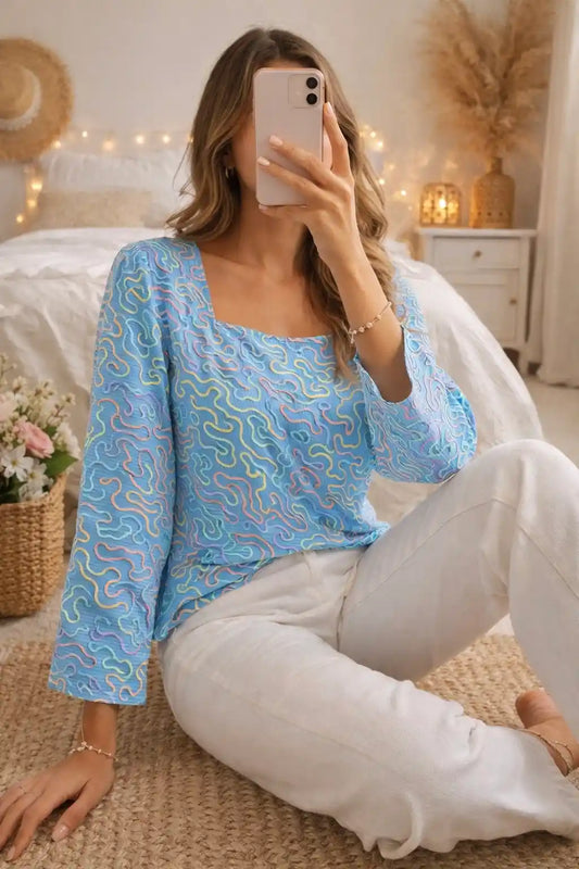 Blueberry Swirl Peplum Top