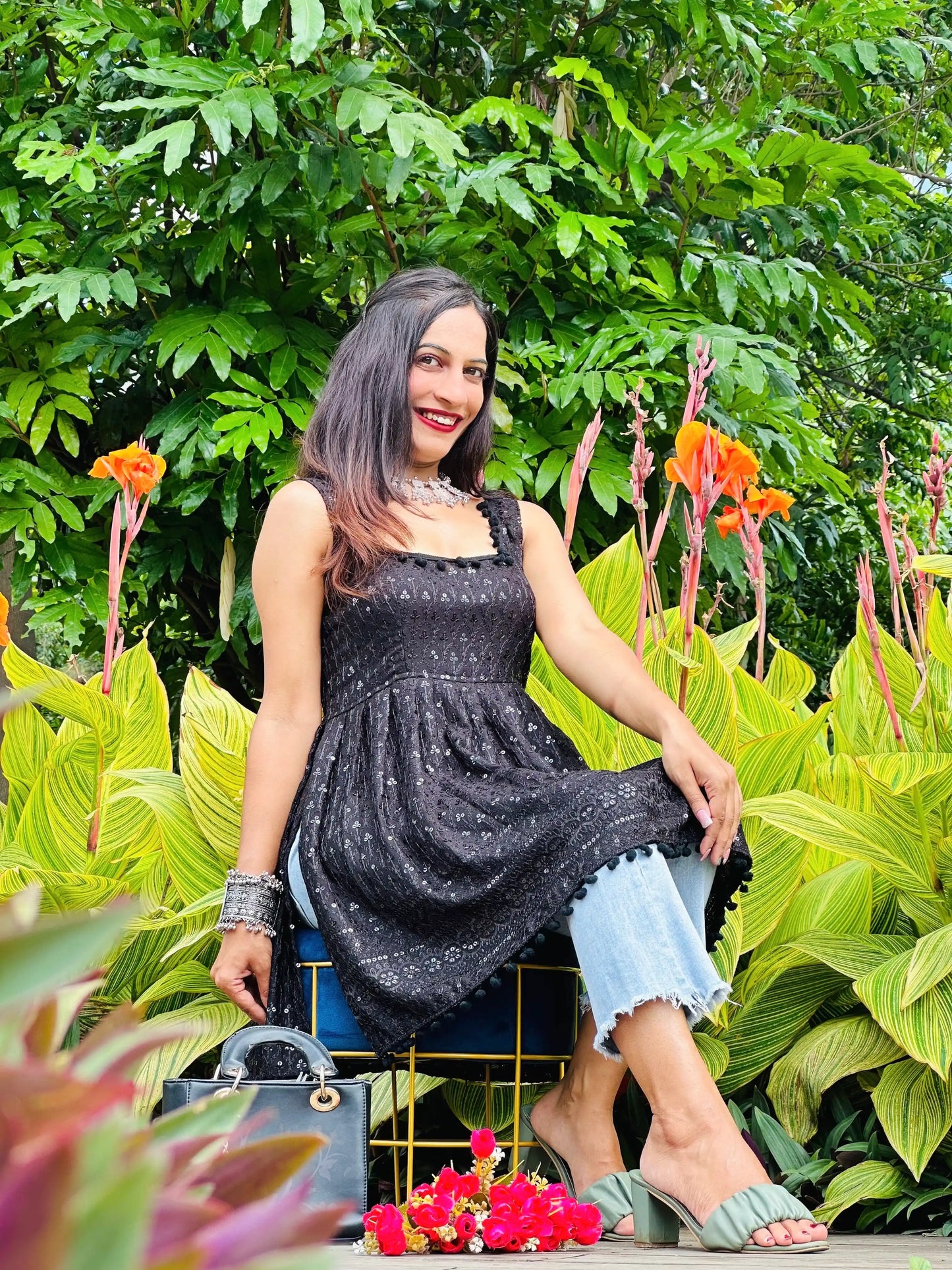 Pitch Black Sequence Gulnaz Short Kurta