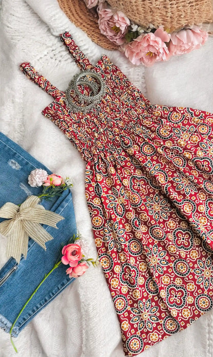 Maroon Kalamkari Cute Jaipuri Peplum