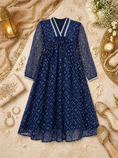 Stunning Blue Embroidered Gulnaz Nyra Kurta