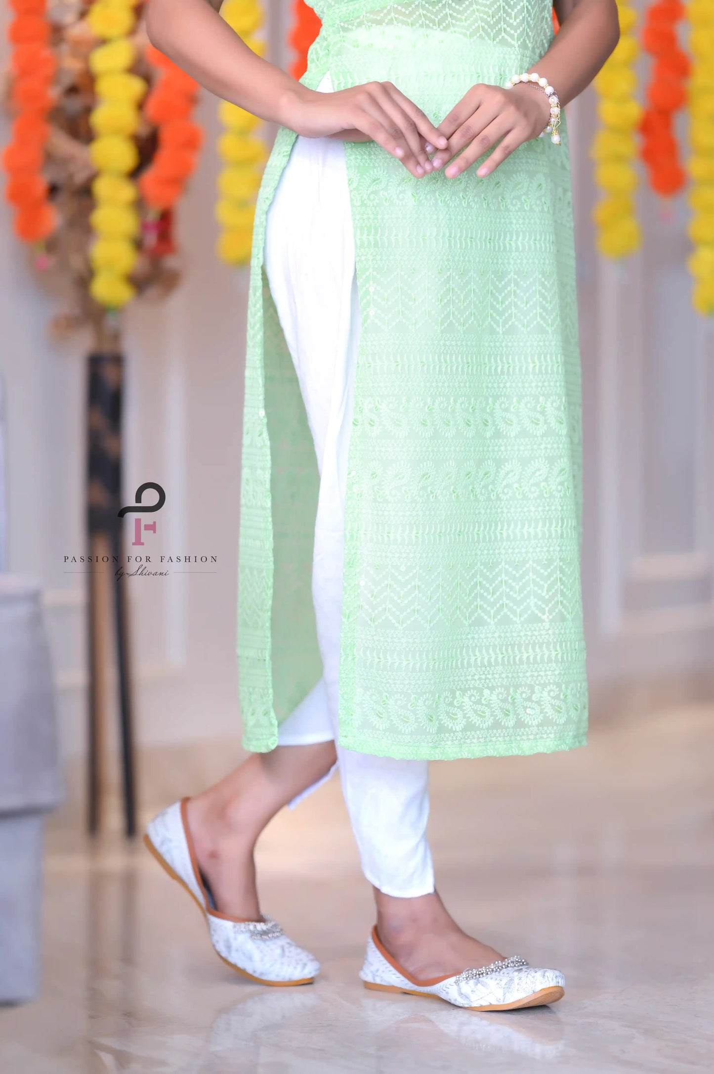 Azul Green Gulnaz Embroidered Kurta