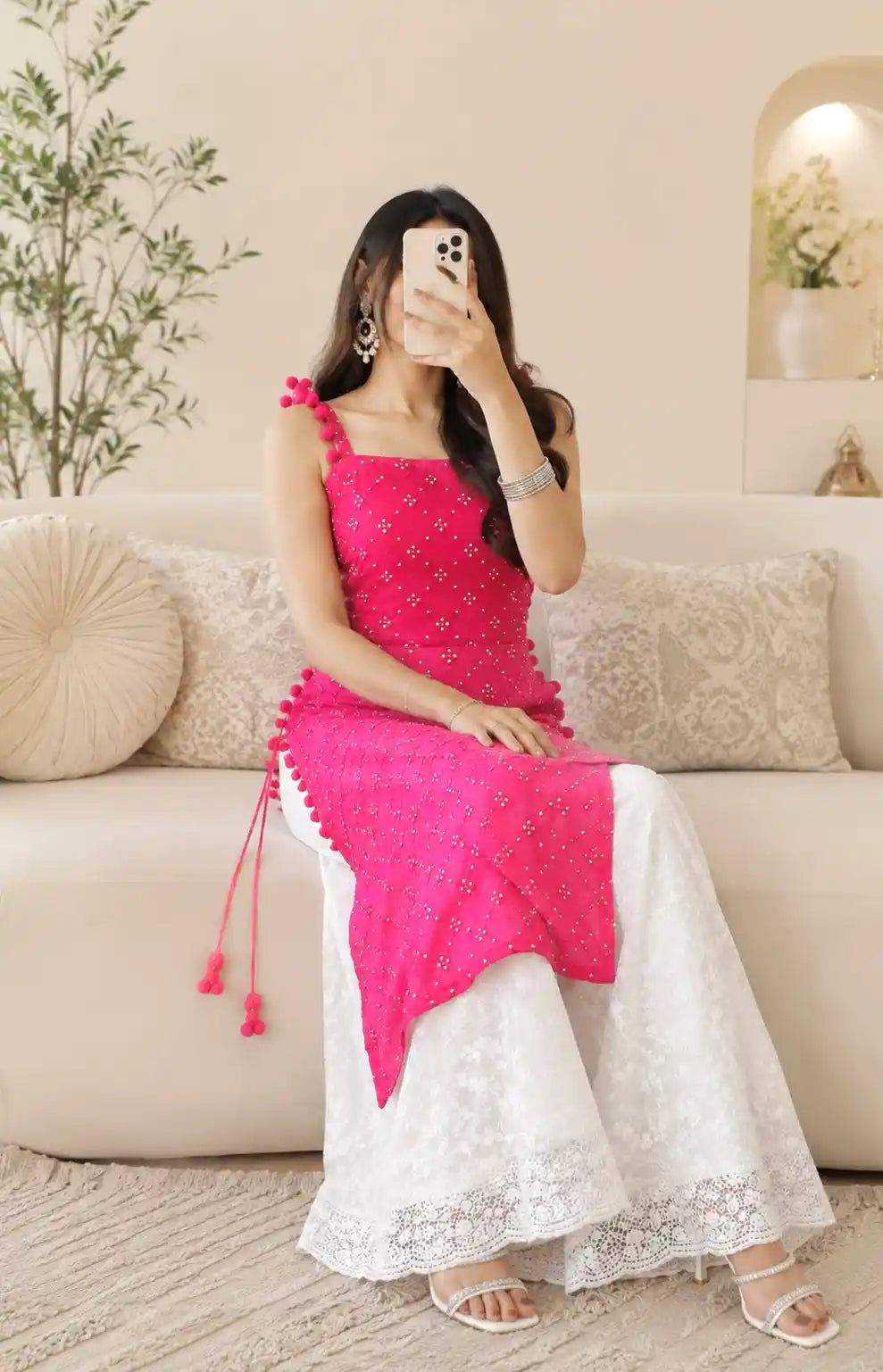 Shimmer Pink Embroidered Gulnaz Kurta