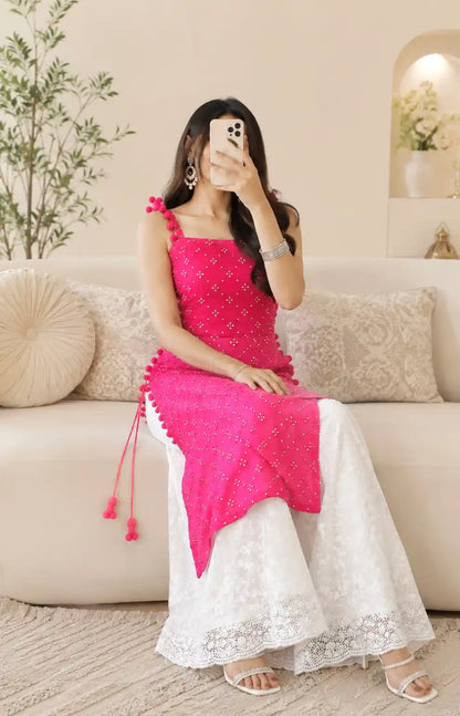 Shimmer Pink Embroidered Gulnaz Kurta