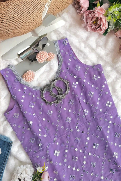 Soft Lilac Embroidered Gulnaz Kurta