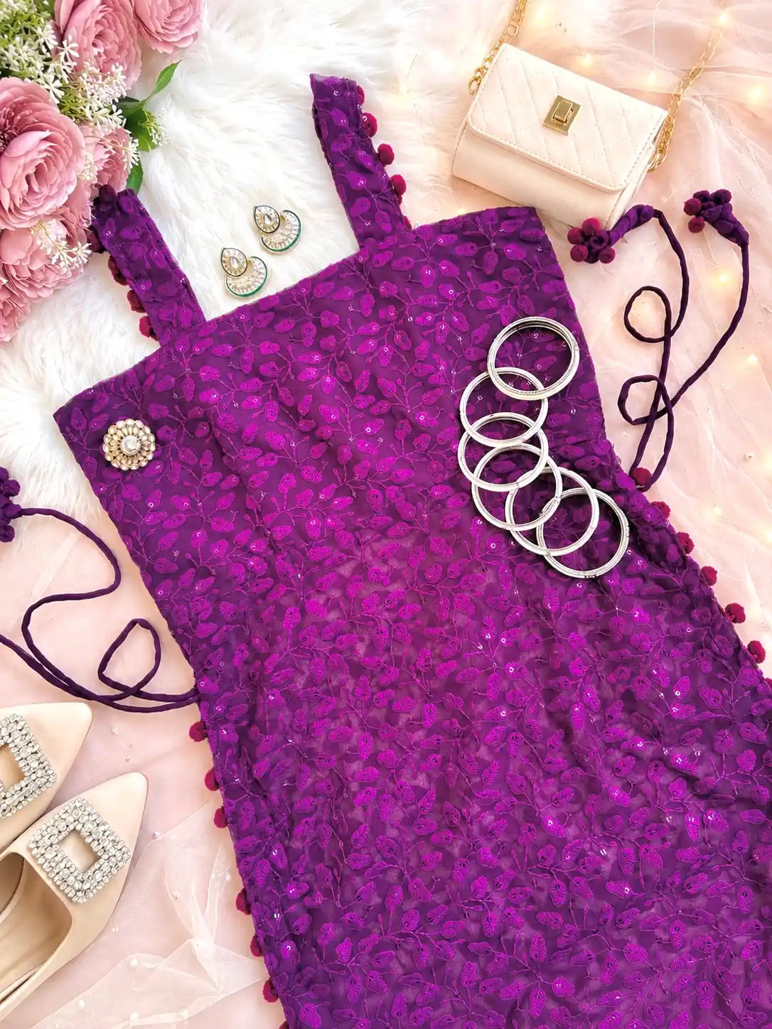 Fuchsia Blush Gulnaz Embroidered Kurta